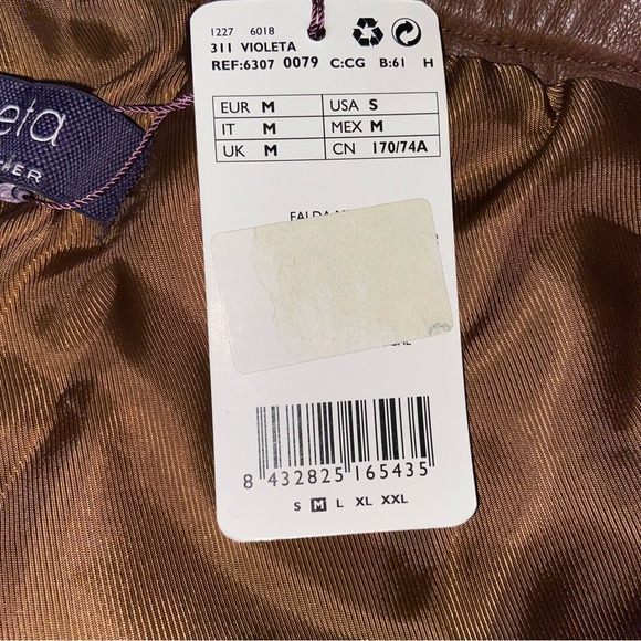 Violeta Brown 100% Sheep Leather lined Skirt size Small - Picture 7 of 11